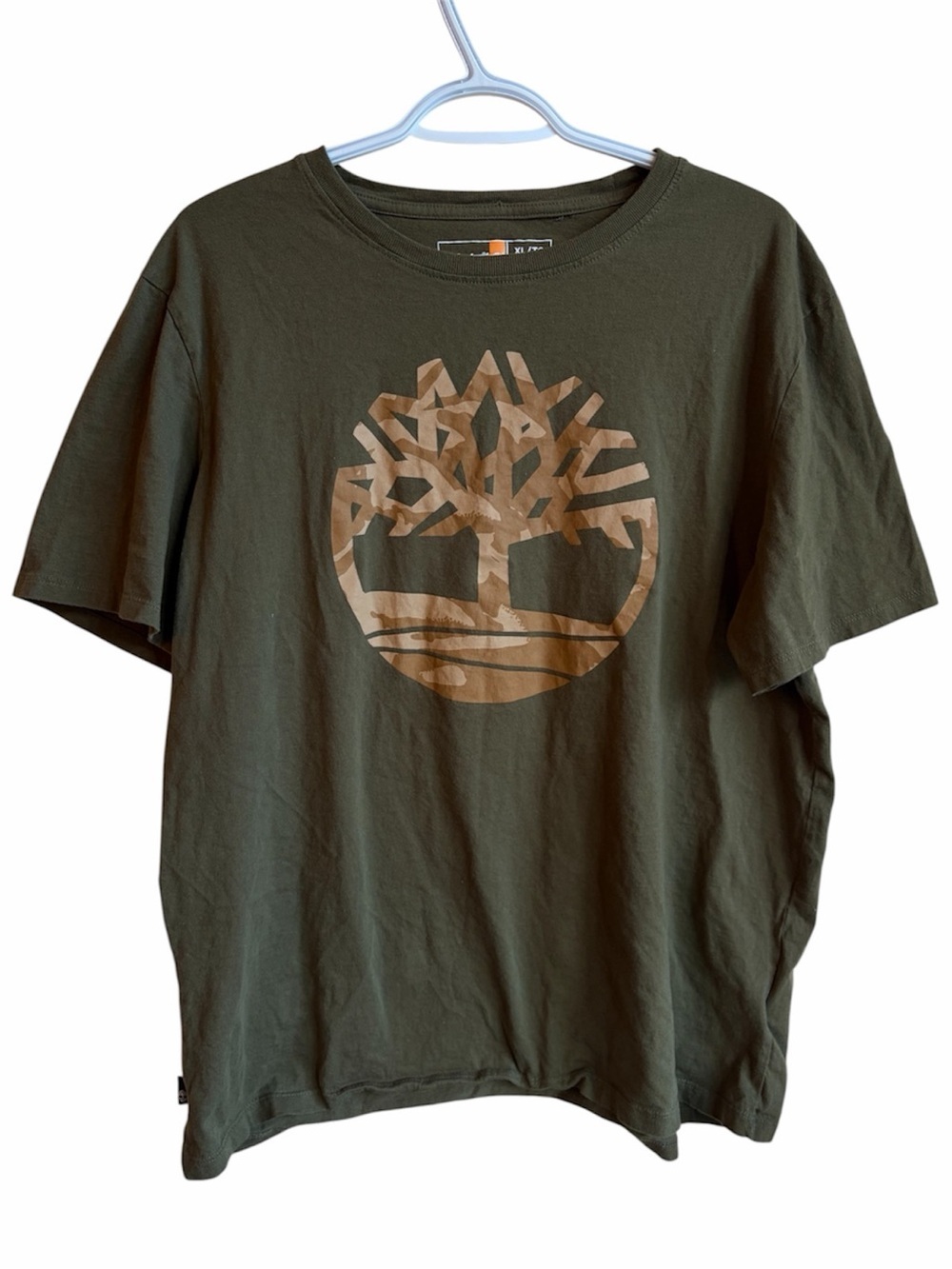 Timberland Graphic T-Shirt Mens Green Logo Tee Outdoor Streetwear Casual Cotton